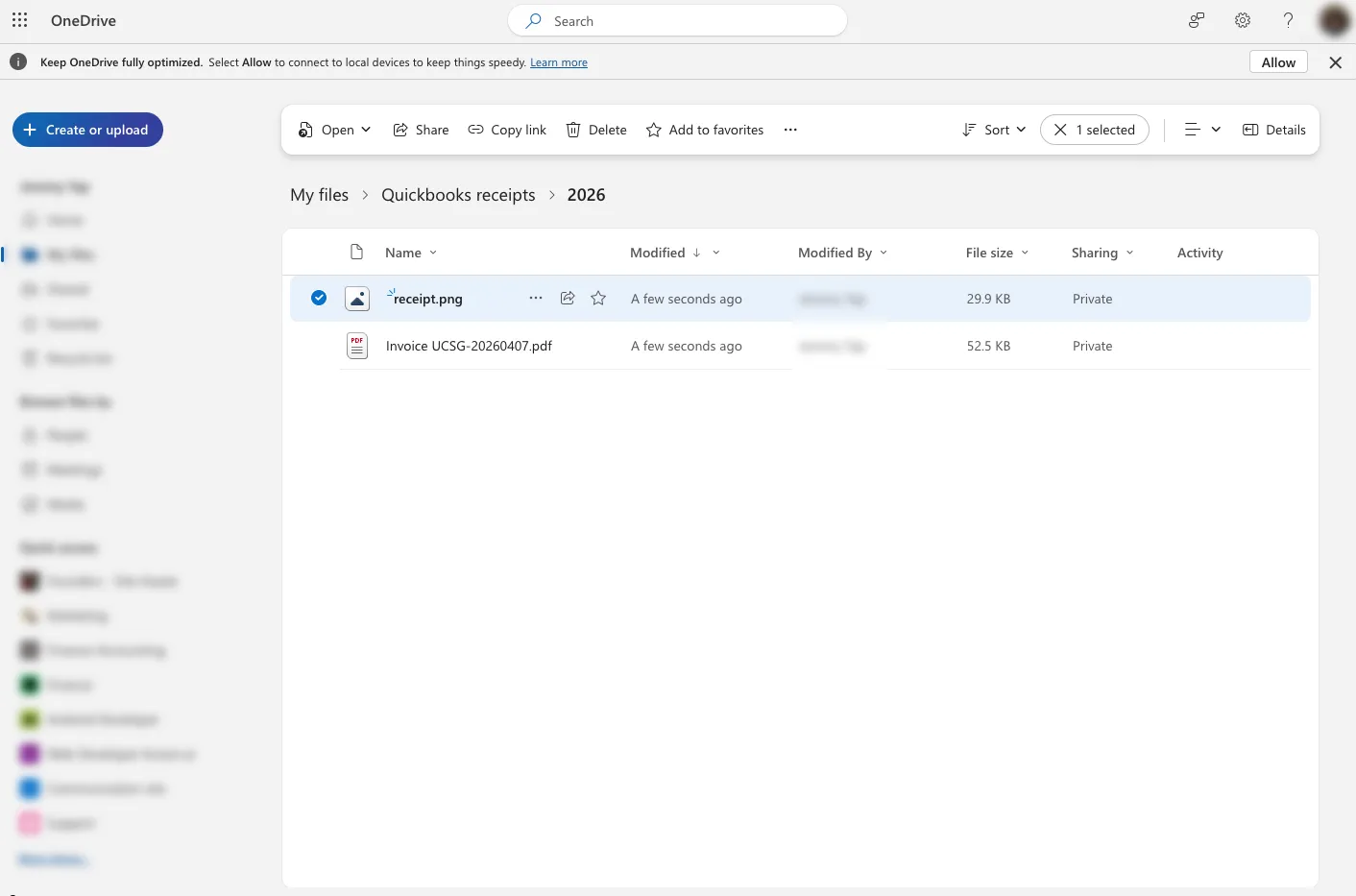 Processed bill file in its OneDrive year folder