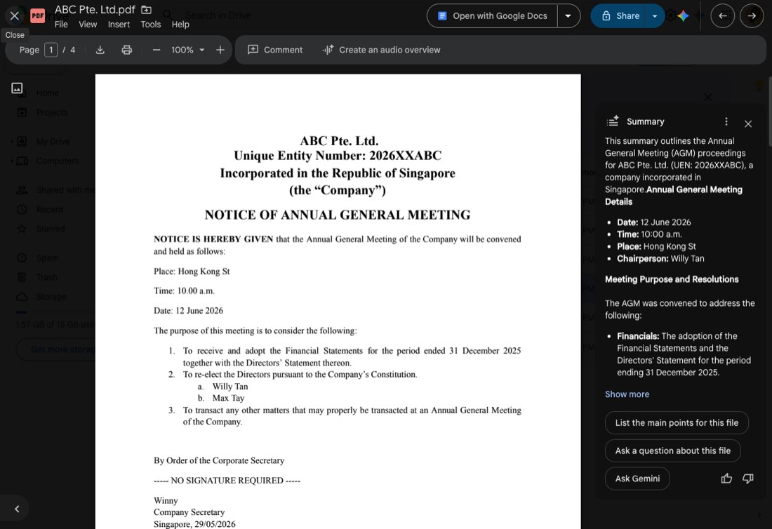 Generated AGM PDF preview