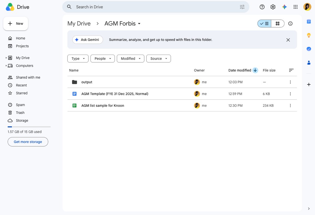 Google Drive source folder
