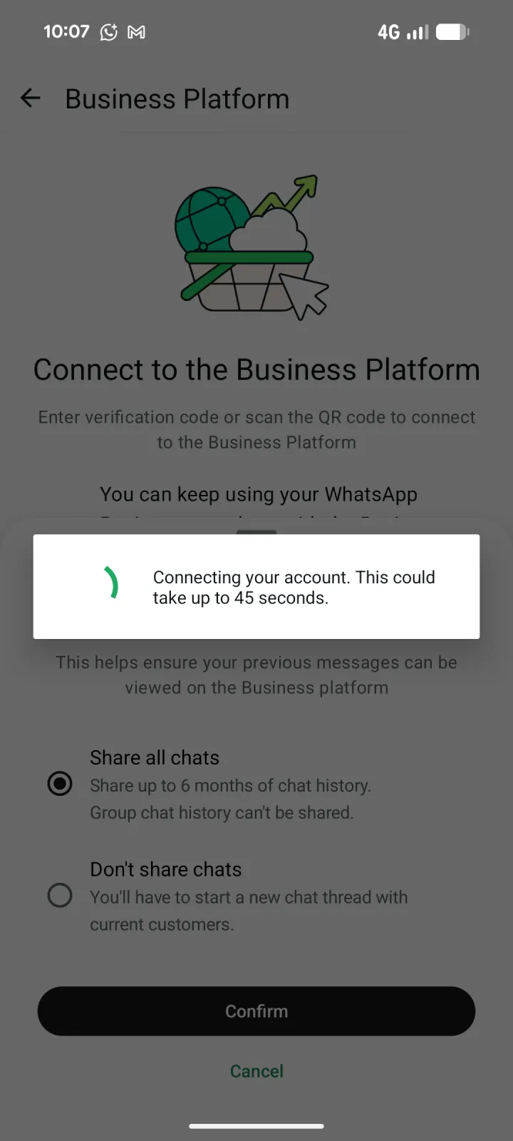 WhatsApp Business connecting the account to the Business Platform